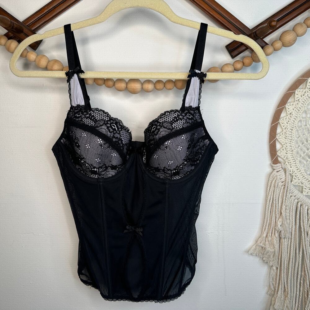 Soma Black Floral Mesh Bustier 34B